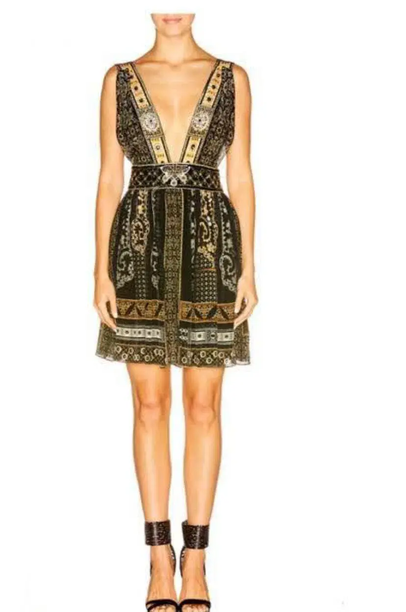 Camilla For the Love of Lhasa Deep V Mini Dress Print Size 8 - Image 6