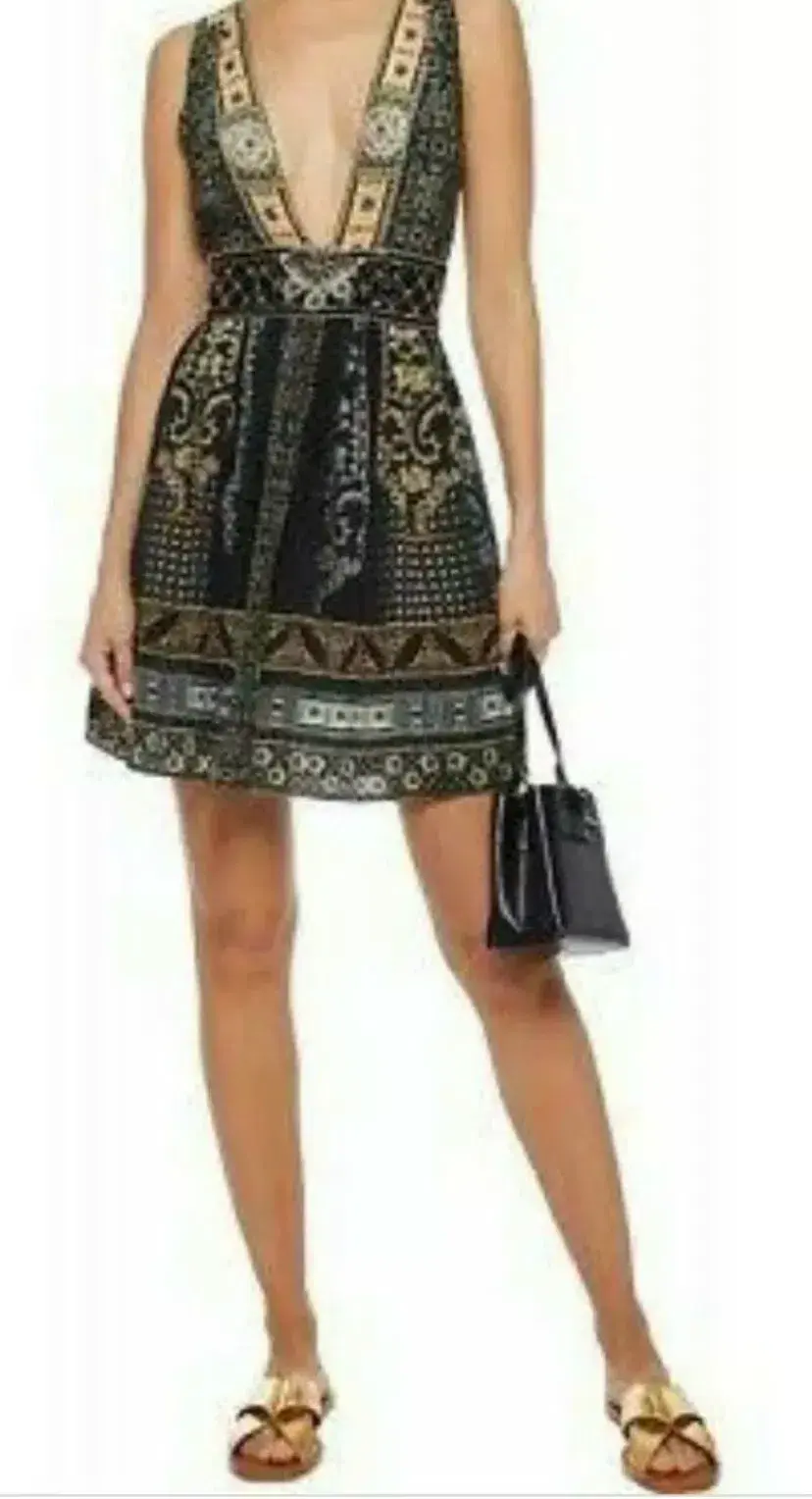 Camilla For the Love of Lhasa Deep V Mini Dress Print Size 8 - Image 1