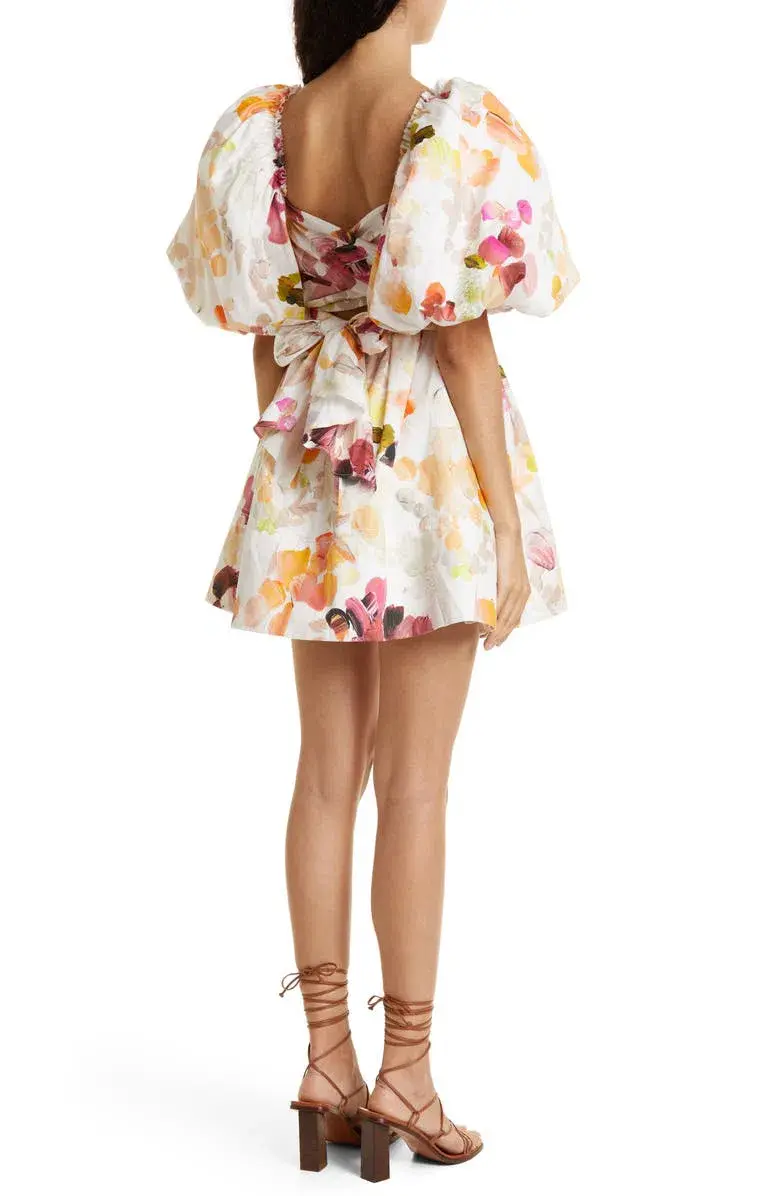 Aje Dassia Puff Sleeve Mini Dress Floral Size 8 - Image 2