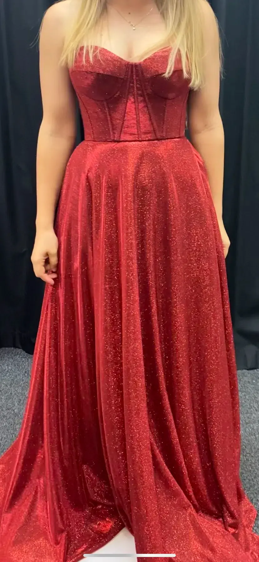 Tania Olsen Daphne Glitter Corset Formal Dress PO927 Red Size 10 - Image 3