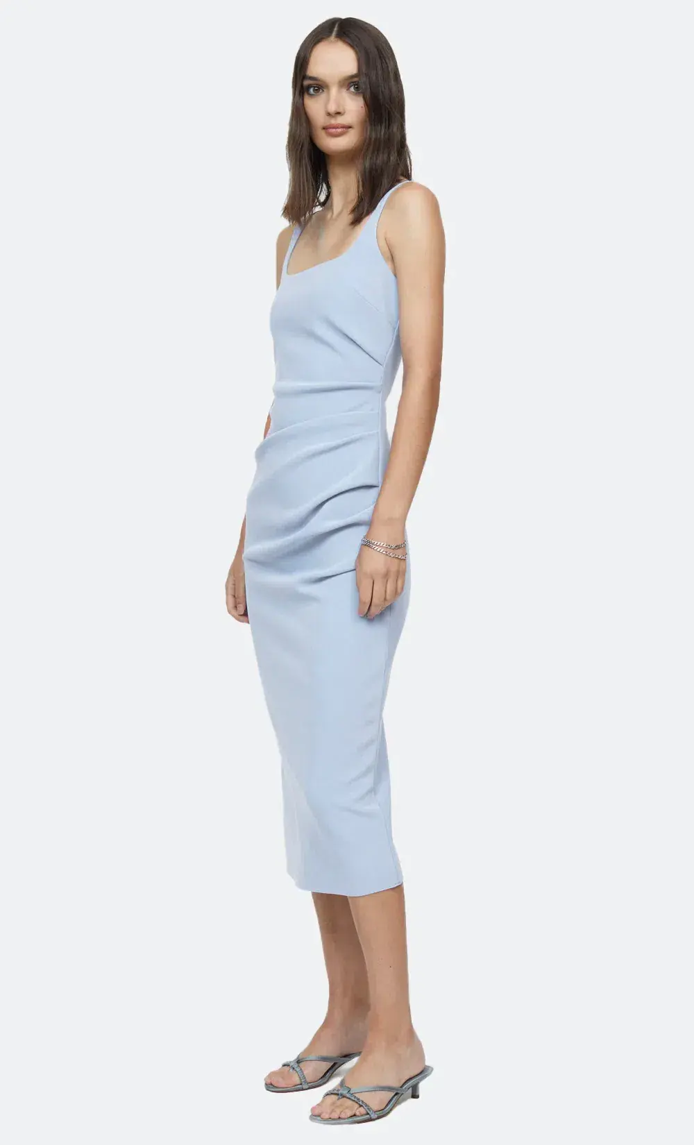 Bec & Bridge Karina Tuck Midi Dress Powder Blue Size 8 for rent on The Volte - main image