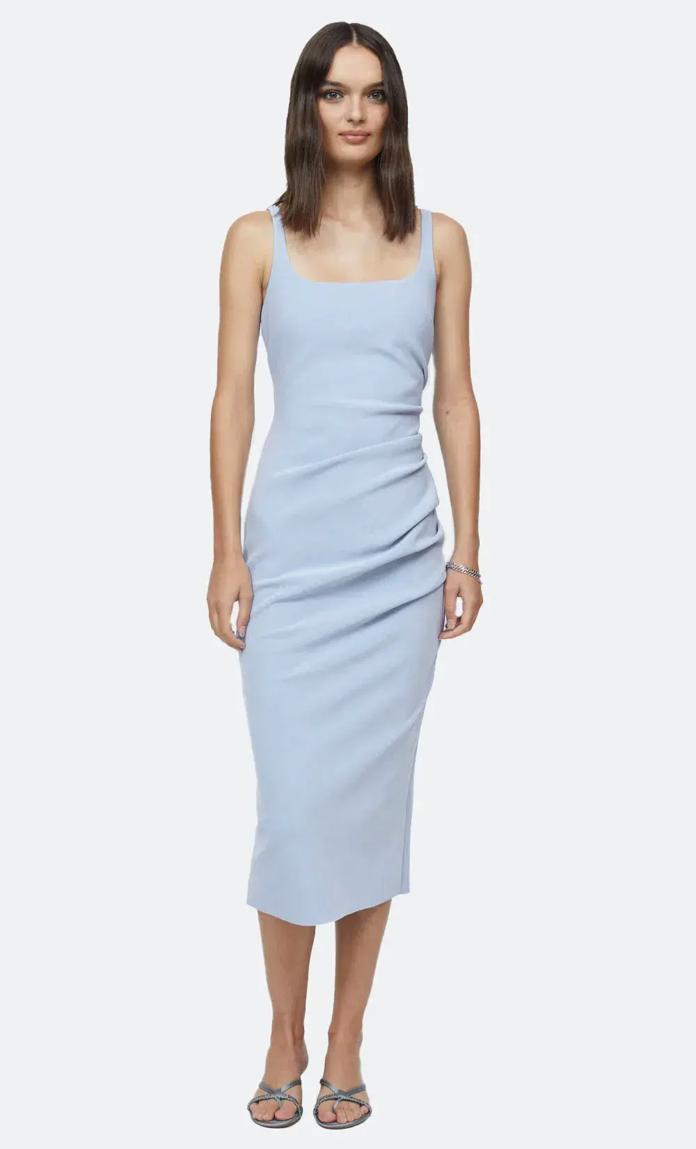Bec & Bridge Karina Tuck Midi Dress Powder Blue Size 8 - Image 1