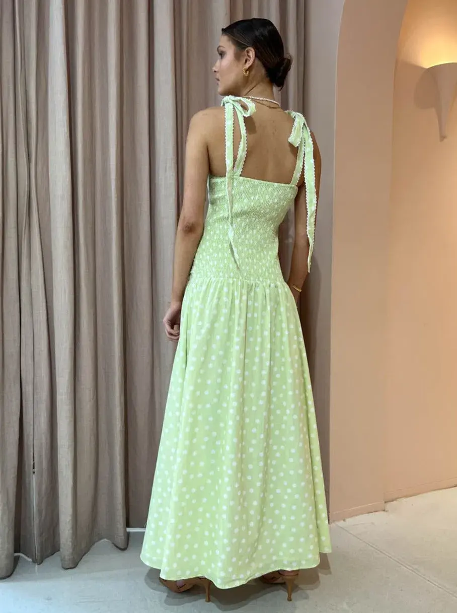 Issy Adore Dress in Key Lime Dot Print Size 10 - Image 3