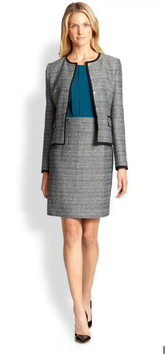 Hugo Boss Tweed Jacket Blue/Gold/Grey Size 6 - Image 1