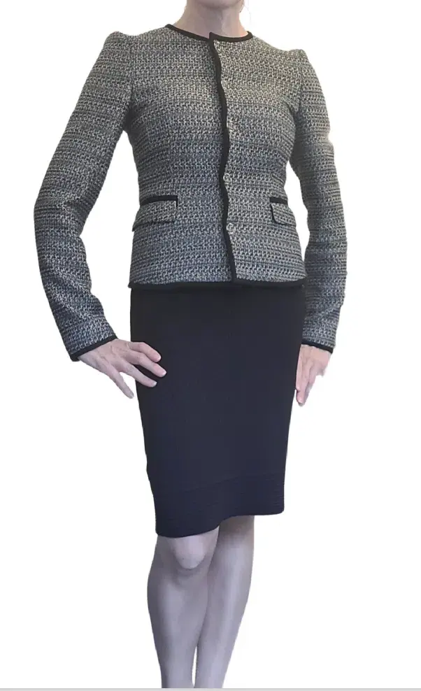 Hugo Boss Tweed Jacket Blue/Gold/Grey Size 6 - Image 2