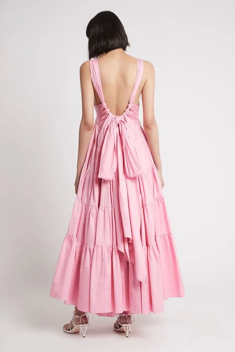 Aje Marguerite Tie Back Maxi Dress Pink Size 12 - Image 3