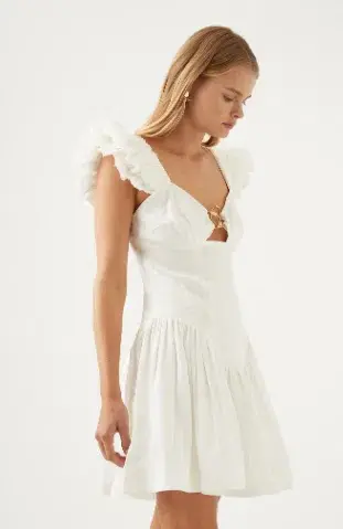 Aje Simone Frill Sleeve Mini Dress Ivory Size 6 / XS - Image 2