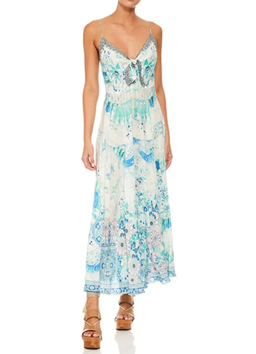 Camilla Head in the Clouds Tie Front Maxi Dress Print Size S / Au 8 - Image 1