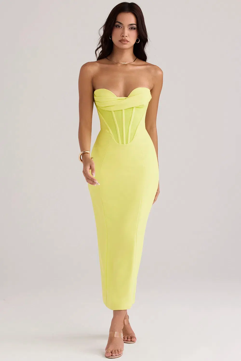 House of CB Lucila Strapless Corset Midi Dress Neon Size 8 - Image 1