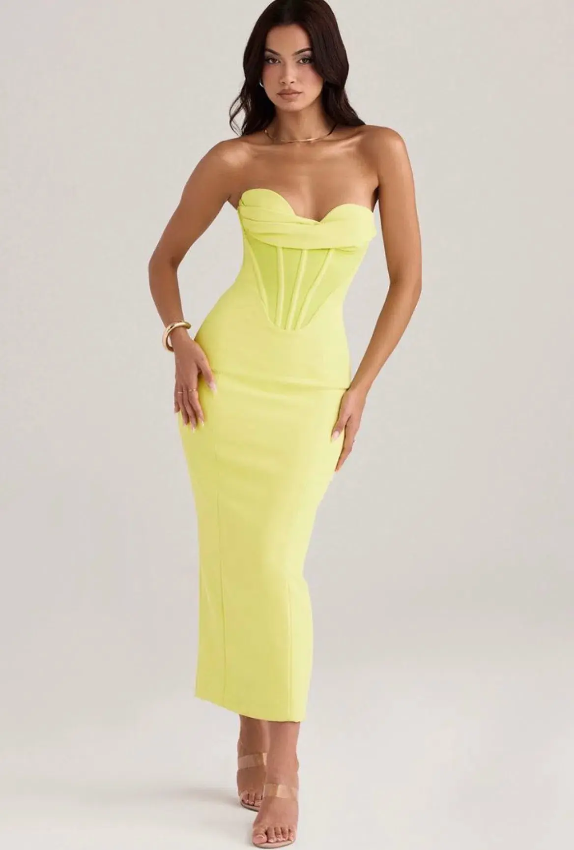 House of CB Lucila Strapless Corset Midi Dress Neon Size 8 - Image 2