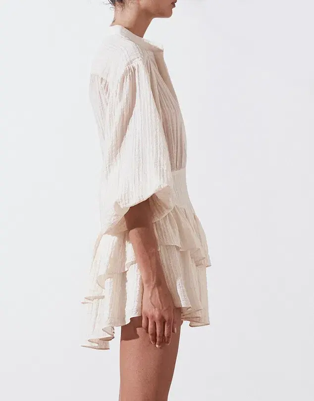 Shona Joy Mila Button Up Frill Mini Dress Cream Size 10 / M - Image 3