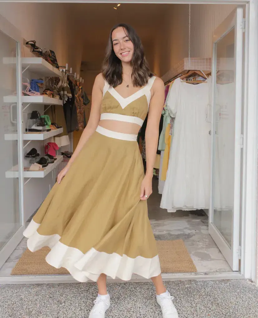 Mon Renn Splice Crop and Midi Skirt Set Green Size 8 / S - Image 2