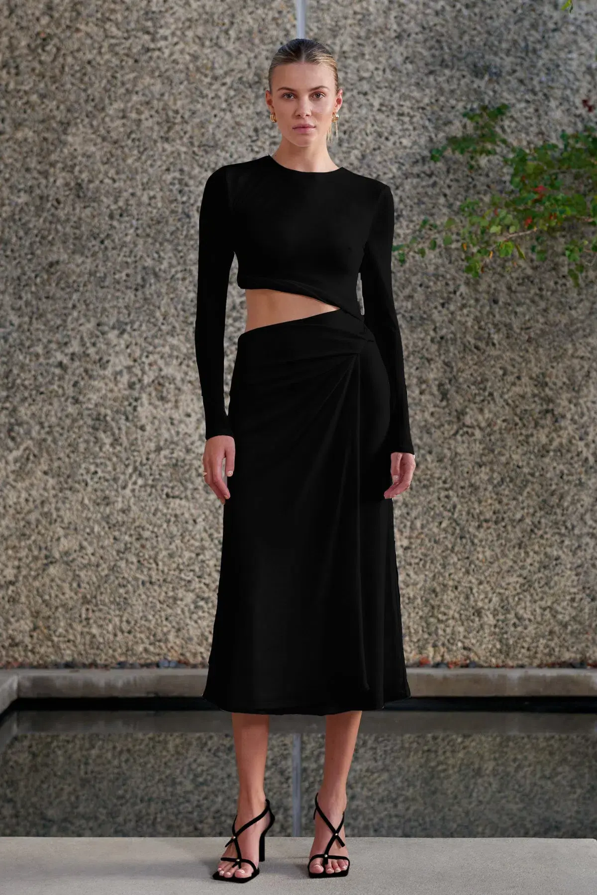 MISHA Arma Slinky Jersey Midi Dress Black Size 8/S - Image 1