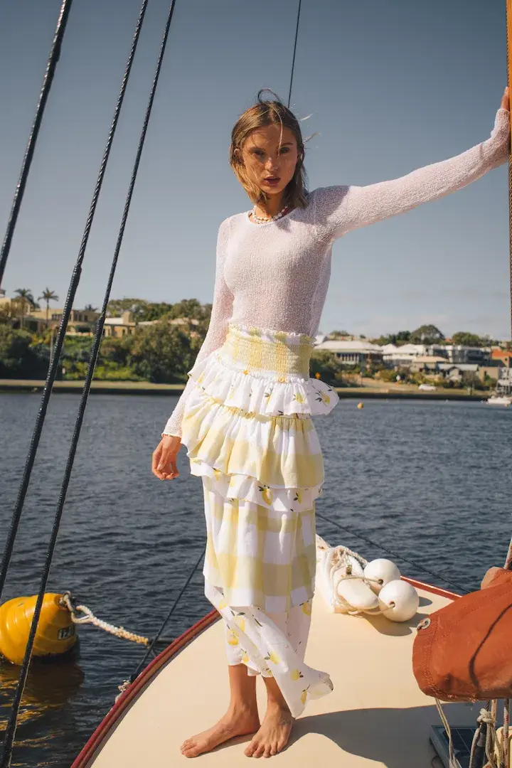 Ambra Maddalena Guinevera Dress Lemonata/White Size 10 - Image 1
