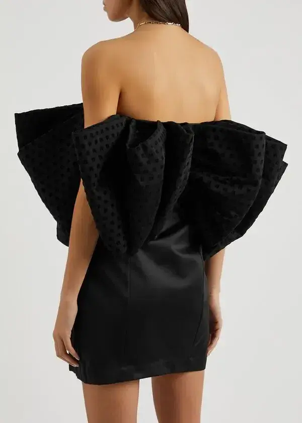Rotate By Birger Christensen Natalie Bow Dress Black Size 8 - Image 3