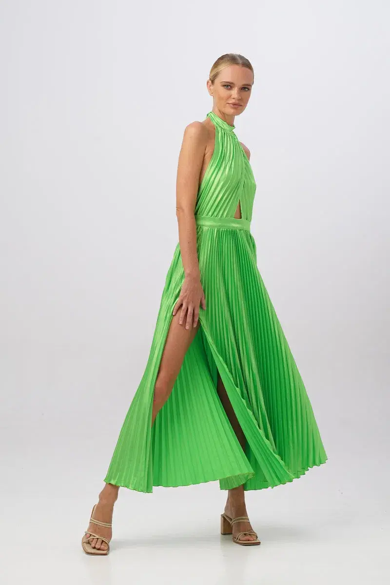 L’Idee Renaissance Split Gown Neon Lime Size AU 8 - Image 2