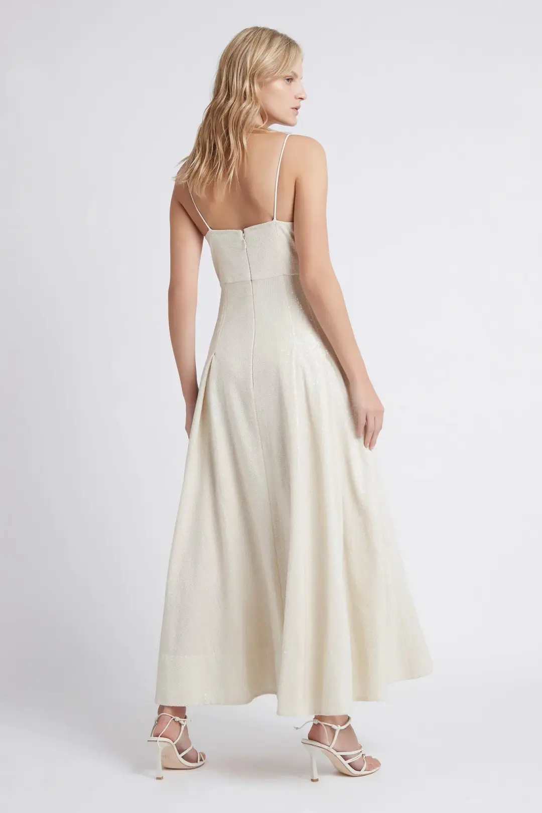 Aje Idyllic Strappy Sequin Midi Dress Ivory Size 14 for rent on The Volte - main image