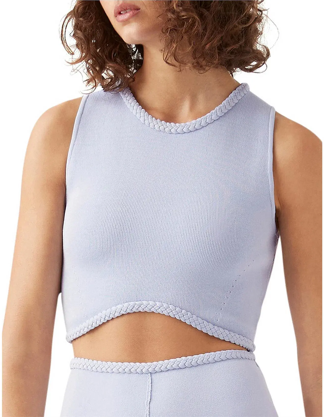 Aje Elm Braided Knit Tank Top and Petal Knit Midi Skirt Set Cool Lavender Size S/8 - Image 3