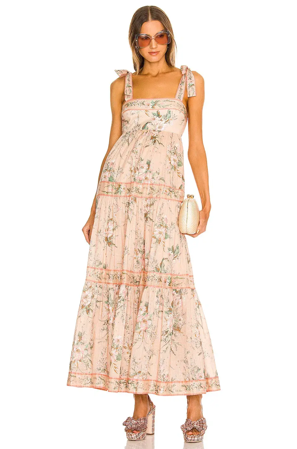 Zimmermann Moonshine Tie Shoulder Dress Cream Floral Size 6 - Image 1