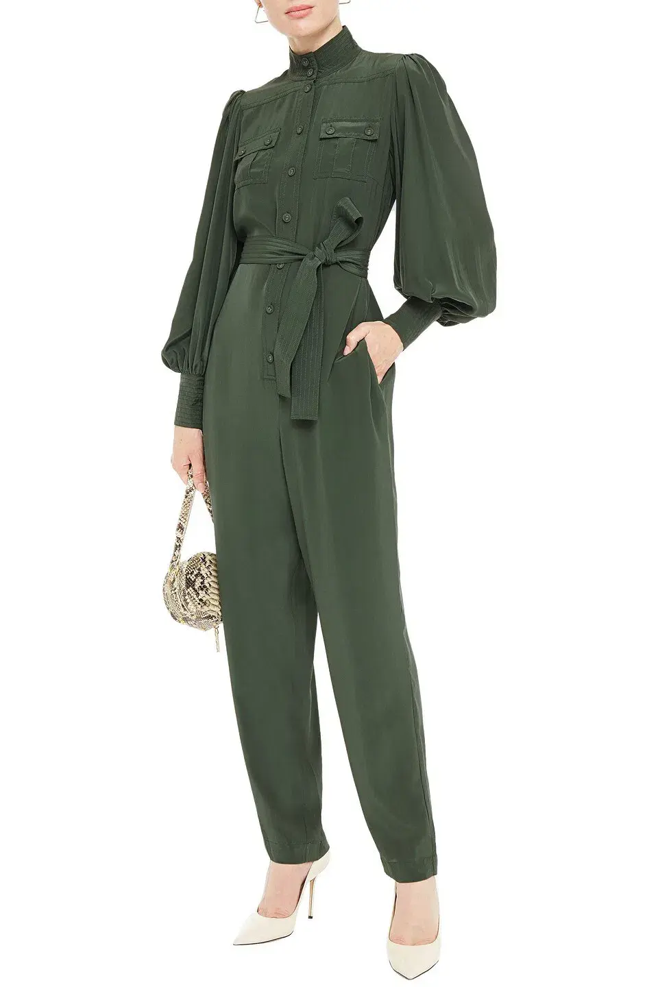 Zimmermann Espionage Belted Silk Jumpsuit Green Size 1 / Au 10  - Image 1