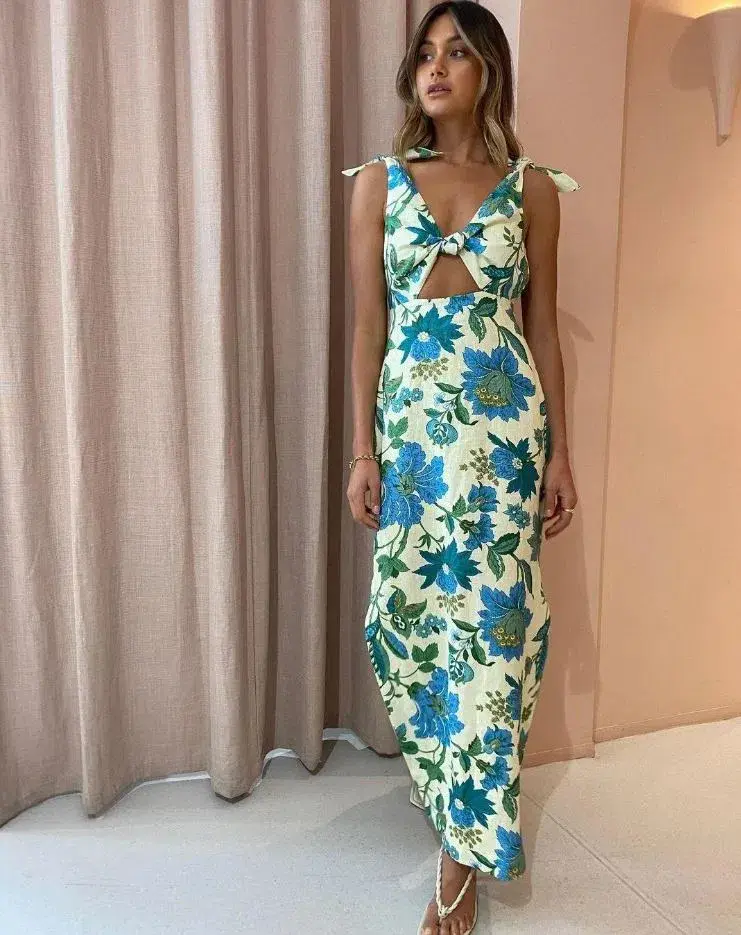 Sir the Label Alexandre Tie Midi Dress Marguerite Print Size 2 / Au 10 - Image 1