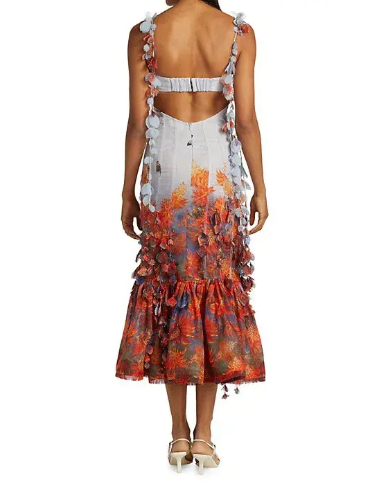 Zimmermann Wild Botanica Printed Petal Midi Dress in Wildflower Size 1 / Au 10 - Image 3