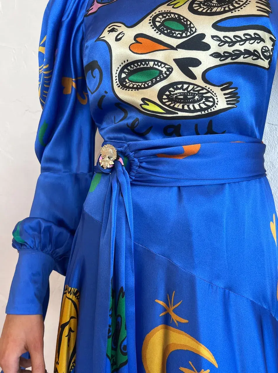 Alemais Soleil One Shoulder Midi Dress Blue Size 8 - Image 4