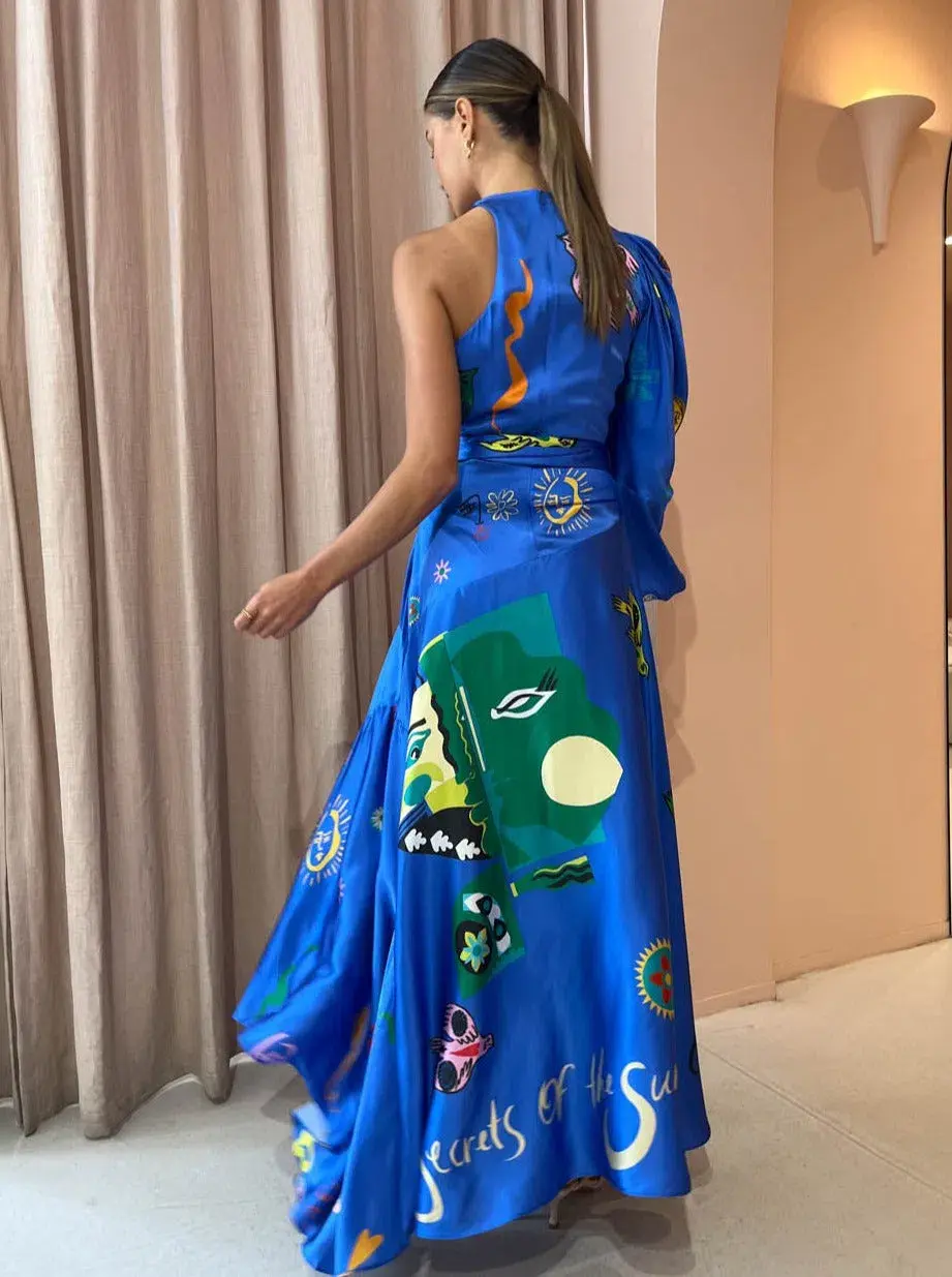 Alemais Soleil One Shoulder Midi Dress Blue Size 8 - Image 3