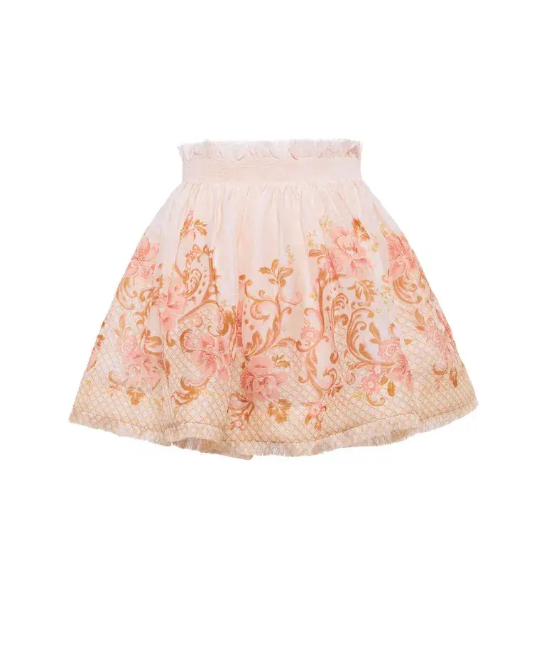 Zimmermann Postcard Silk Blend Mini Skirt Swirl Floral Pink Size 0 / Au 8 - Image 4