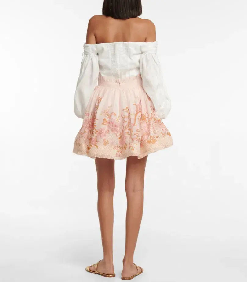 Zimmermann Postcard Silk Blend Mini Skirt Swirl Floral Pink Size 0 / Au 8 - Image 3