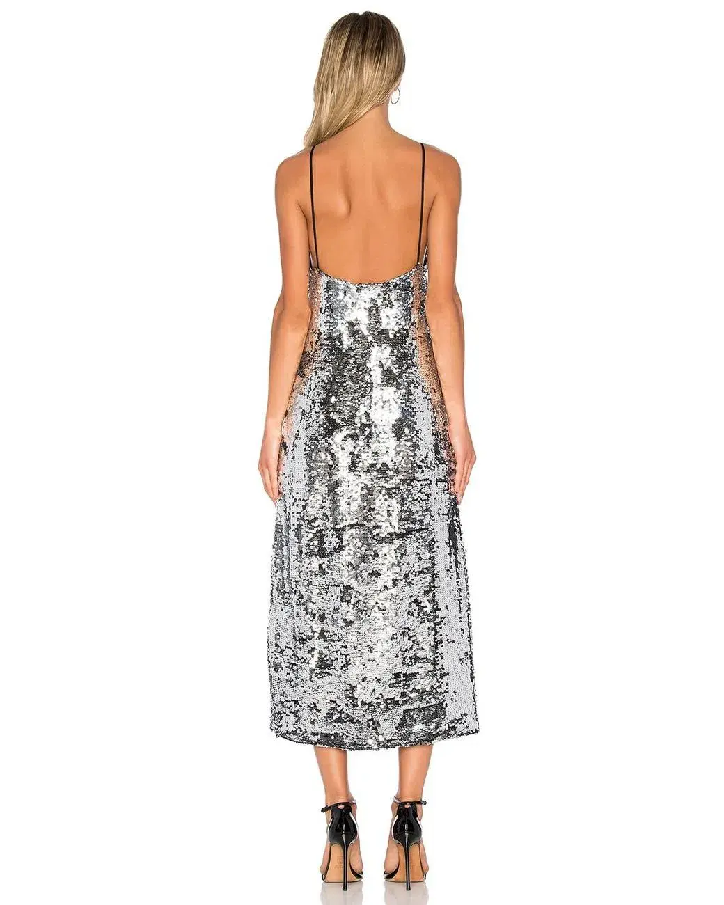 Off-White c/o Virgil Abloh Metallic Sequin Slip Dress Size 10 - Image 2