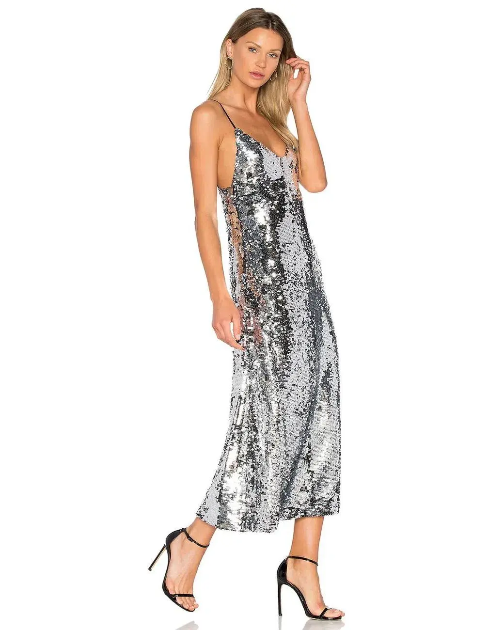 Off-White c/o Virgil Abloh Metallic Sequin Slip Dress Size 10 - Image 1