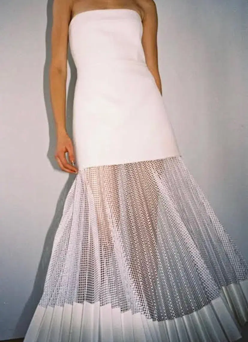 Dion Lee Net Pleat Strapless Dress White Size 8 - Image 3