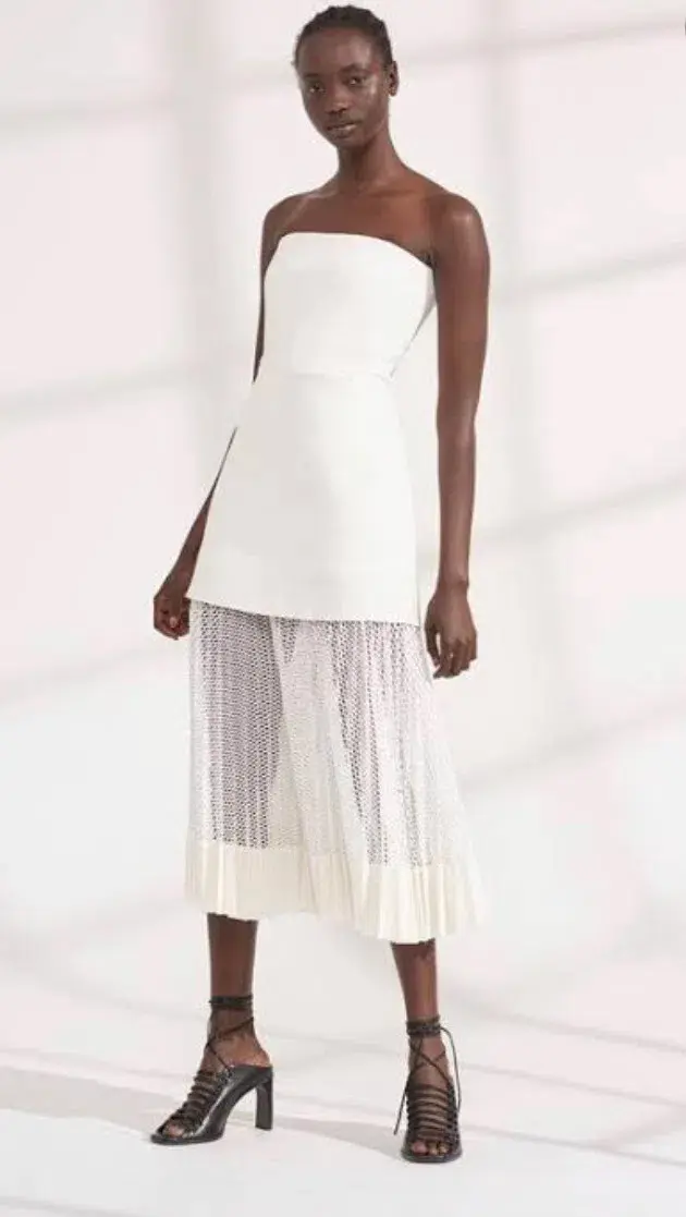 Dion Lee Net Pleat Strapless Dress White Size 8 - Image 2