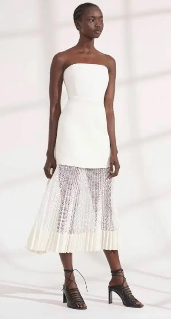 Dion Lee Net Pleat Strapless Dress White Size 8 - Image 1
