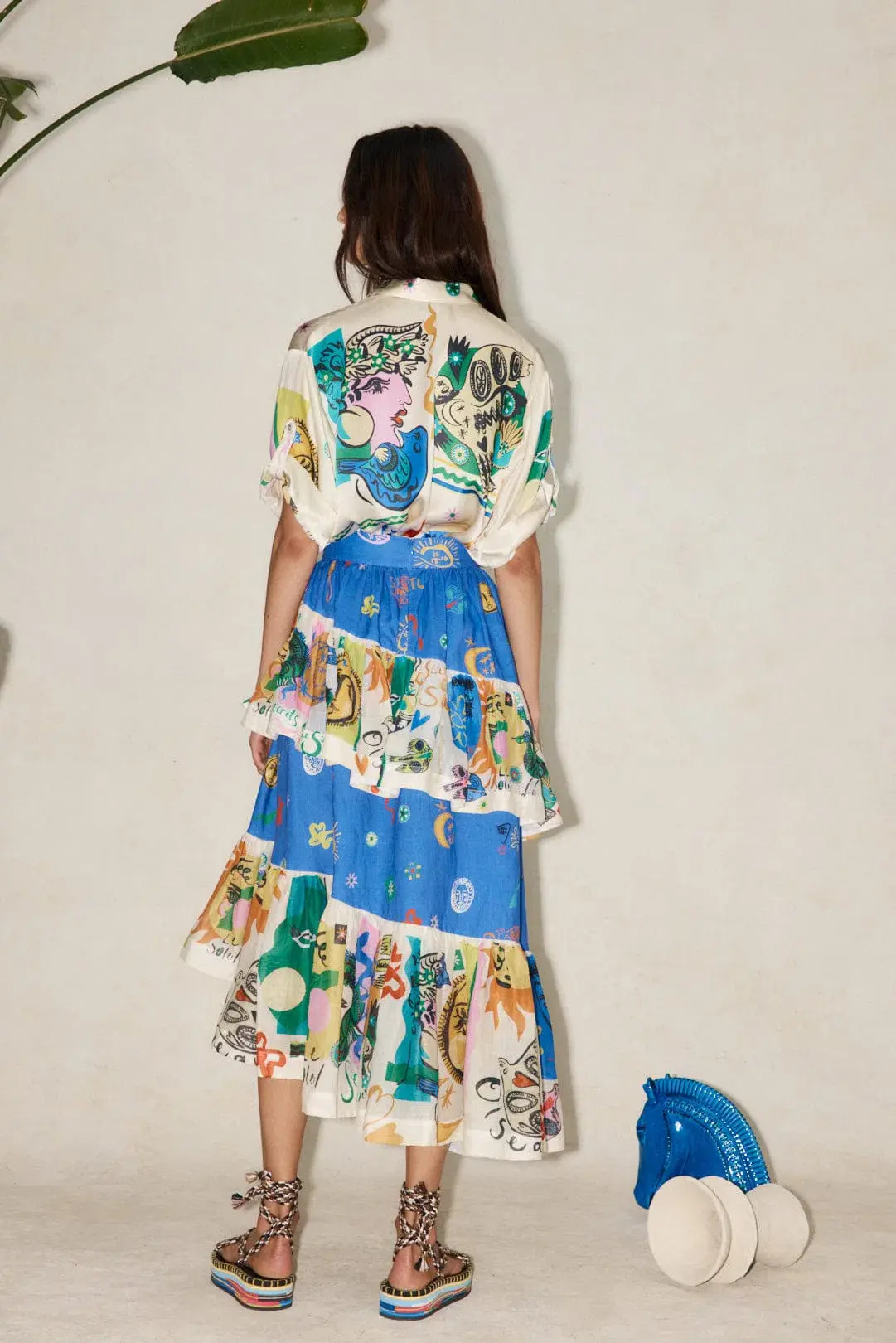 Alemais Soleil Oversized Shirt and Ruffle Skirt Set Print Size 14 - Image 3