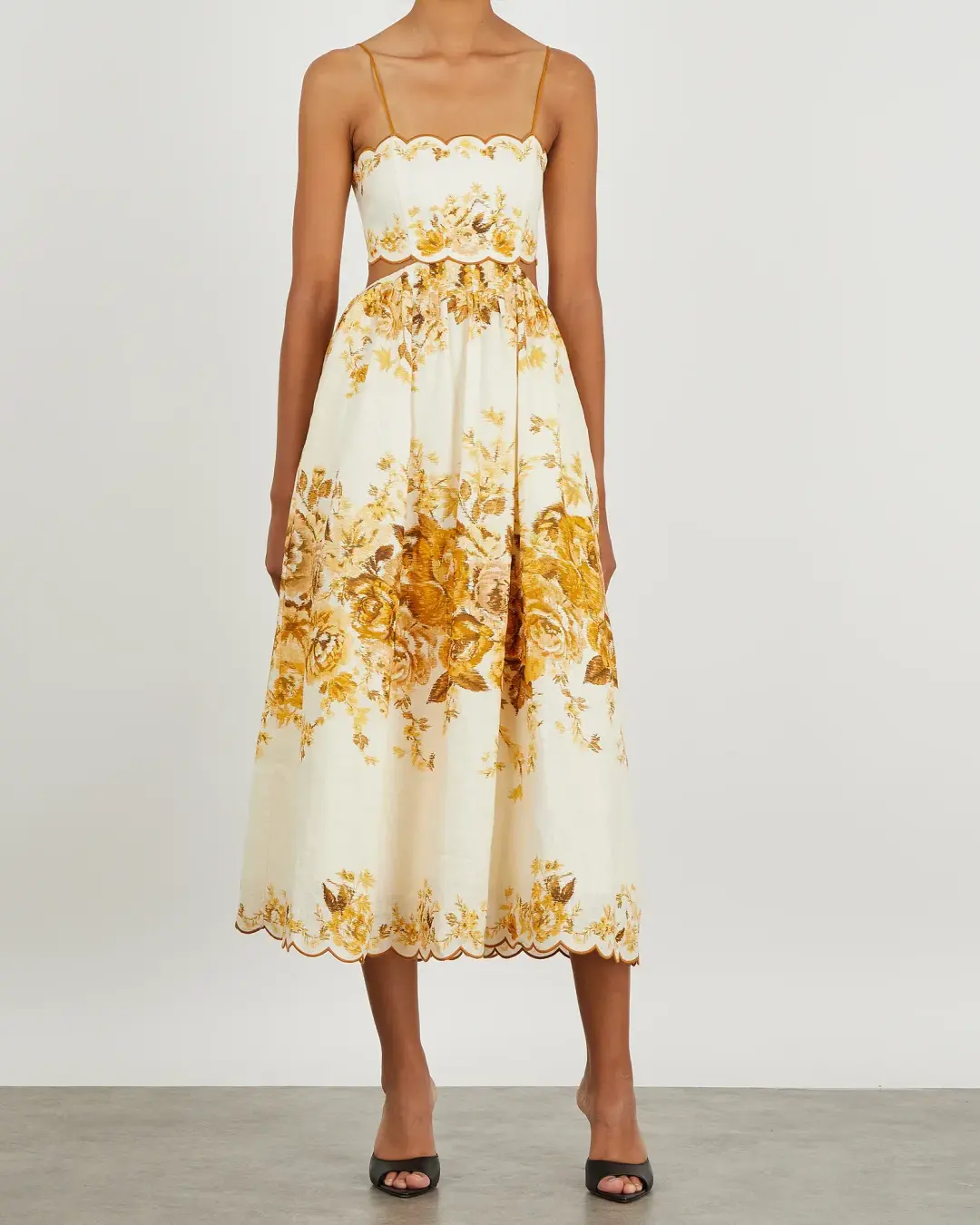 Zimmermann Aliane Scallop Midi Dress Floral Size 6  for rent on The Volte - main image