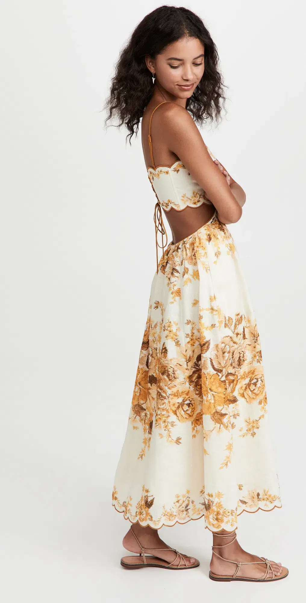 Zimmermann Aliane Scallop Midi Dress Floral Size 6  for rent on The Volte - main image
