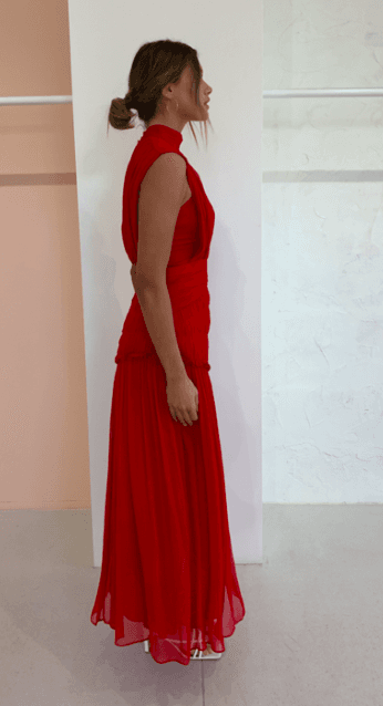Shona Joy Clemence High Neck Midi Dress Red Size 12 - Image 2