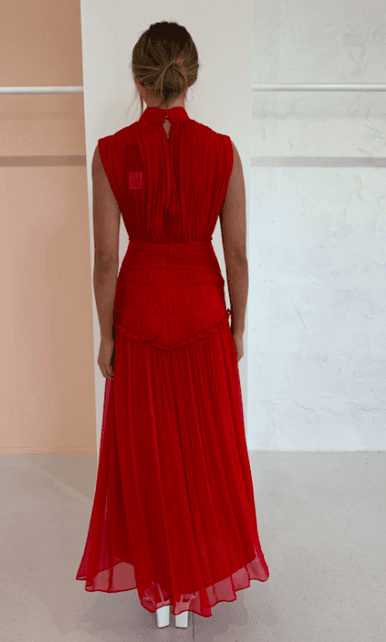 Shona Joy Clemence High Neck Midi Dress Red Size 12 - Image 3