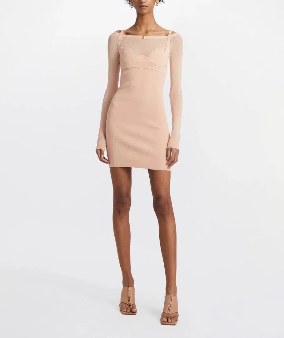 Dion Lee Hosiery Mesh Mini Dress Pink Size AU 8 - Image 1