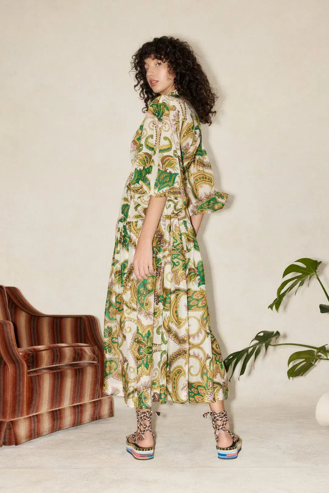 Alemais Octavia V Neck Shirt Dress Print Size 12 - Image 2