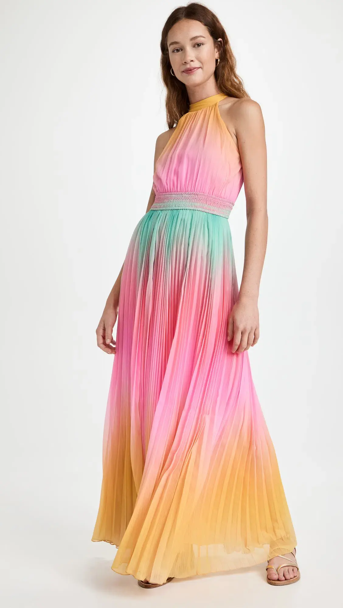 Rococo Sand Zale Chiffon Long Dress Multi Size 8 - Image 2