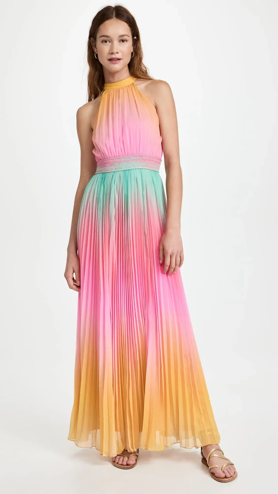 Rococo Sand Zale Chiffon Long Dress Multi Size 8 - Image 1