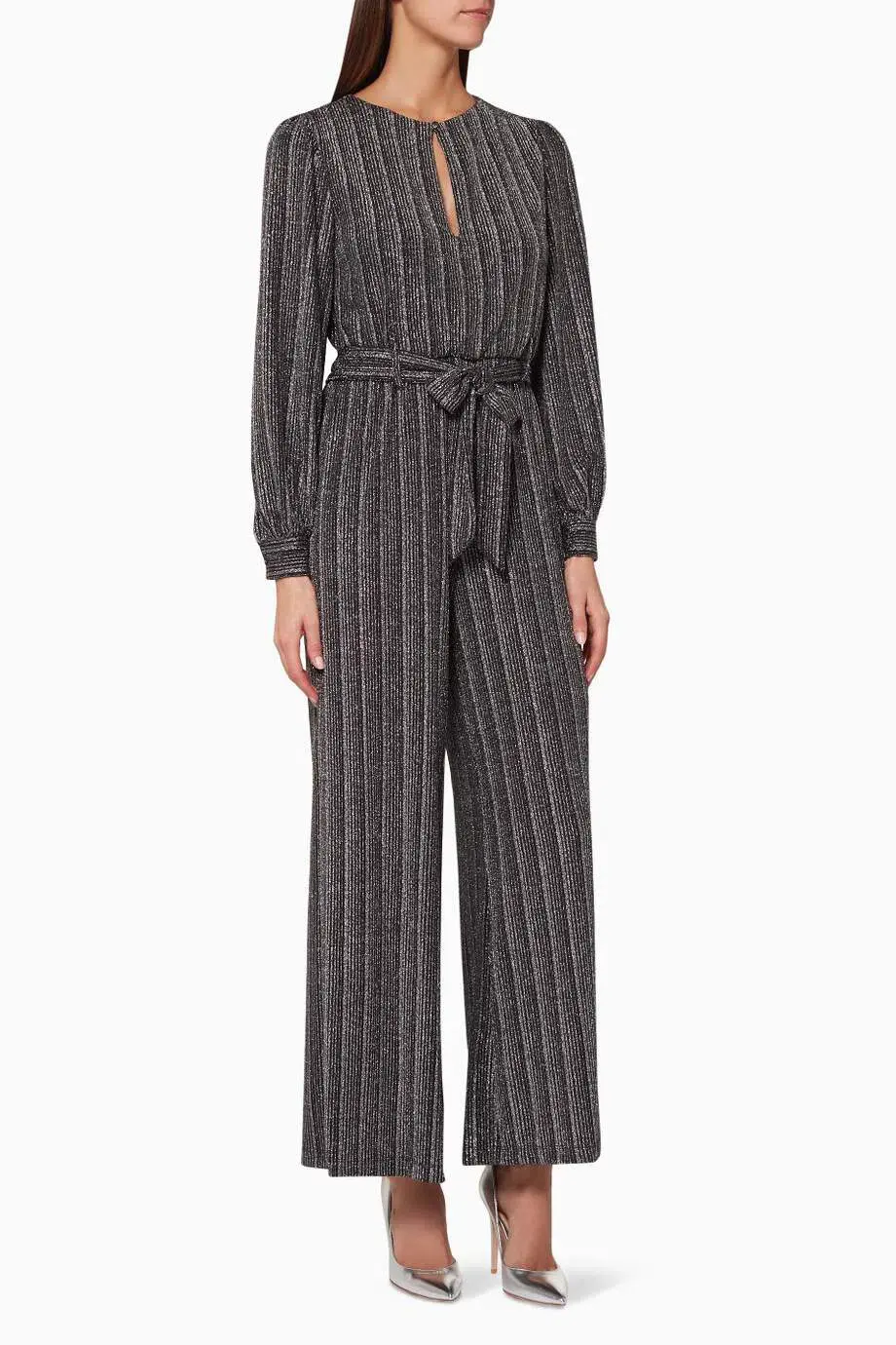 Retrofete Shira Metallic Jumpsuit Silver Size 8  - Image 2