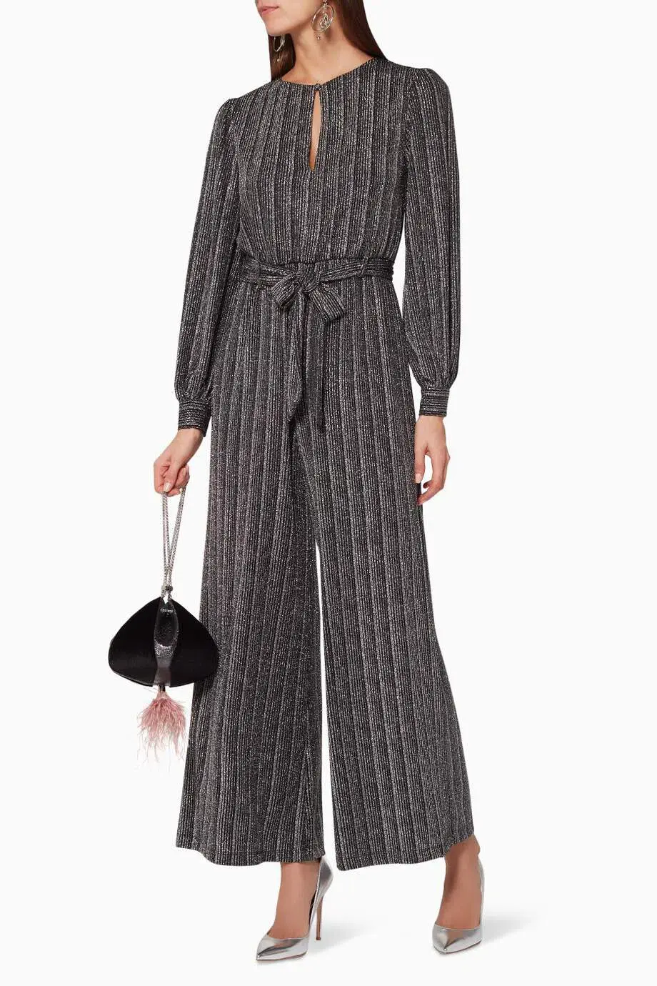 Retrofete Shira Metallic Jumpsuit Silver Size 8  - Image 1