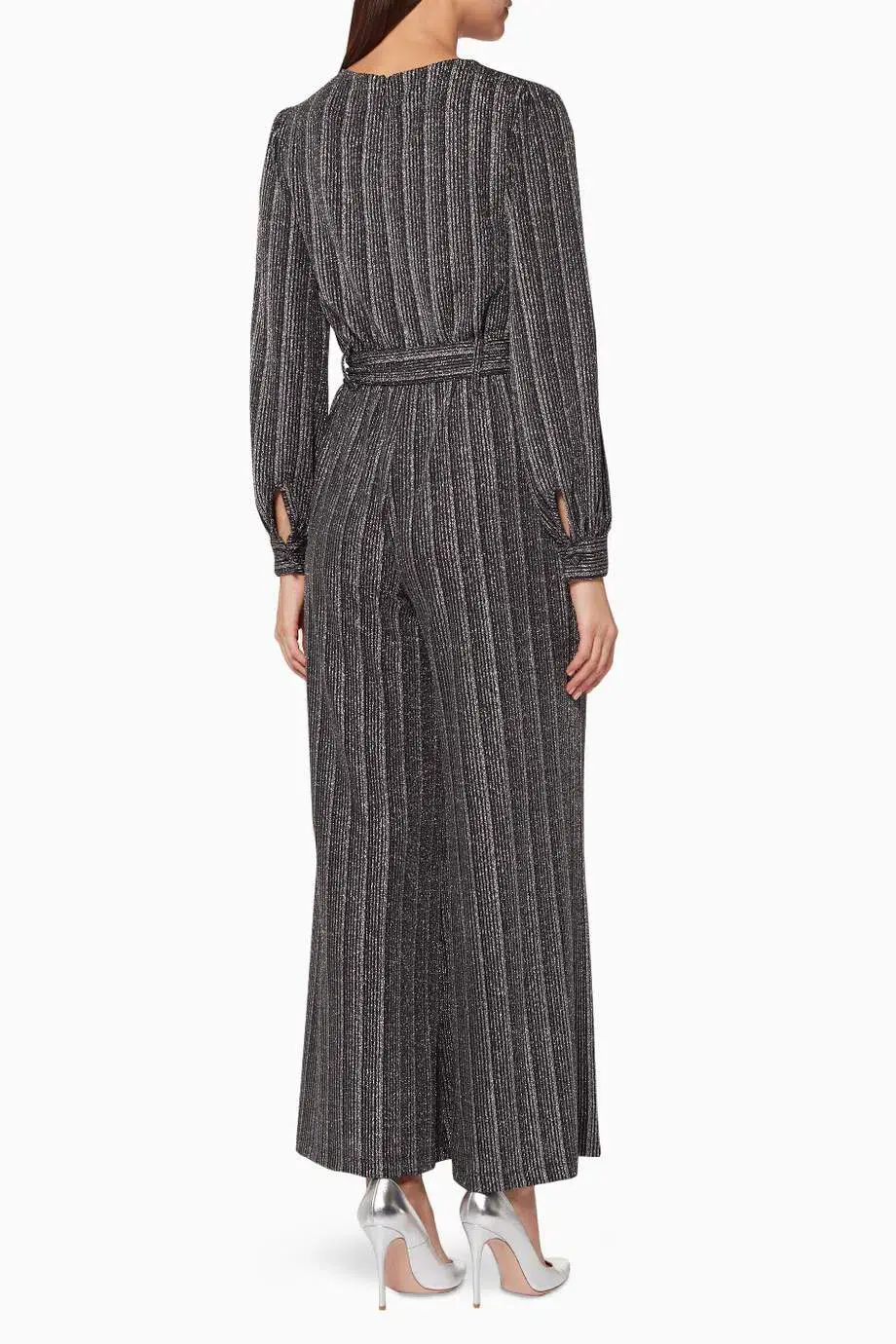 Retrofete Shira Metallic Jumpsuit Silver Size 8  - Image 3