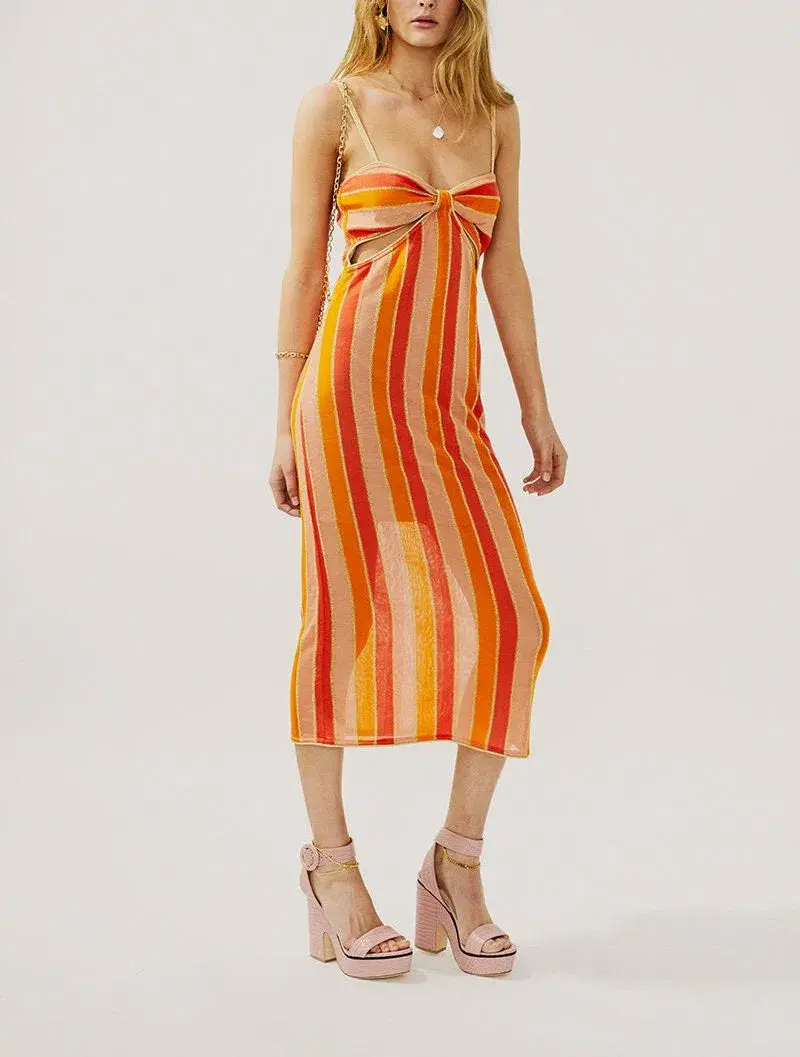 Suboo Billie Knit Cut Out Midi Dress Multi Size 8 - Image 1