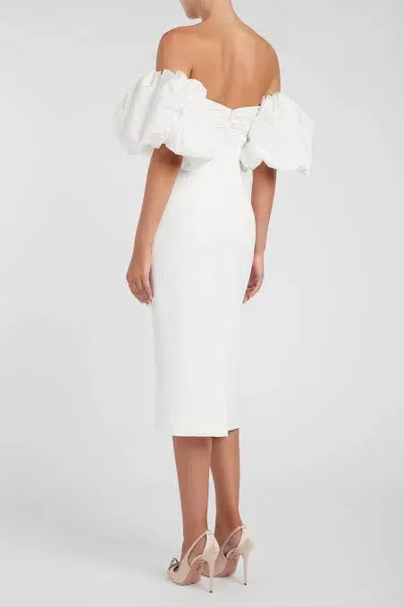 Rebecca Vallance Genevieve Puff Sleeve Dress White Size 12 - Image 2