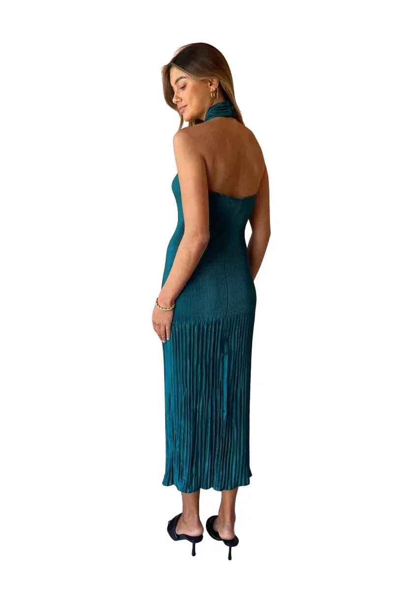 Lidee Soiree Halter Gown Teal Green Size 12 - Image 5